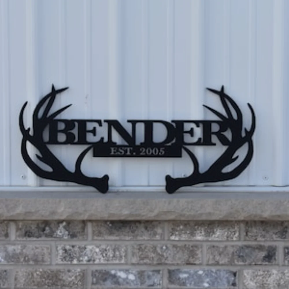 Outdoor Hunting Gifts - Custom Deer Antler Monogram Sign Personalized