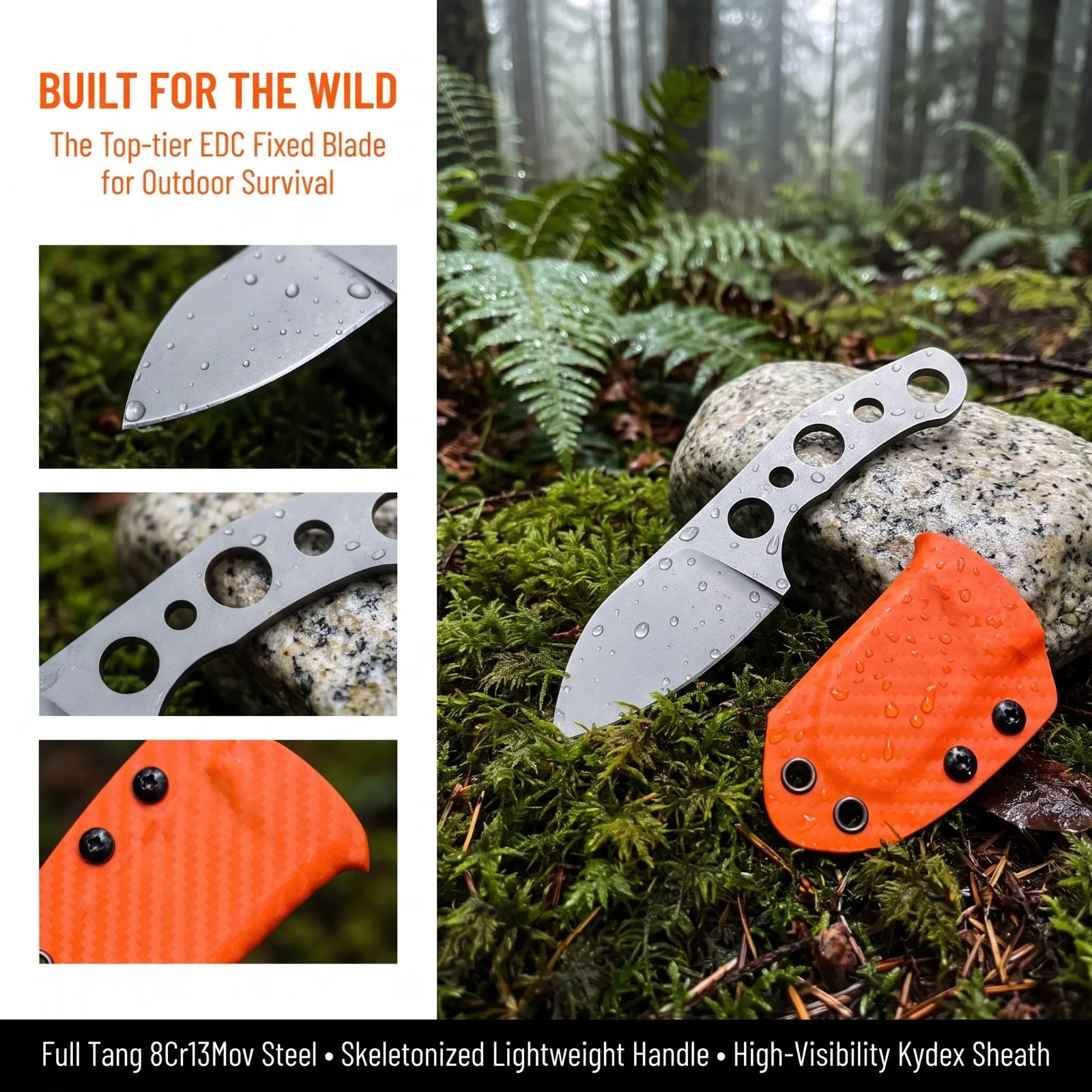 Full-Tang Stainless Steel EDC  - Knife Hunting Fixed Blade recension och pris