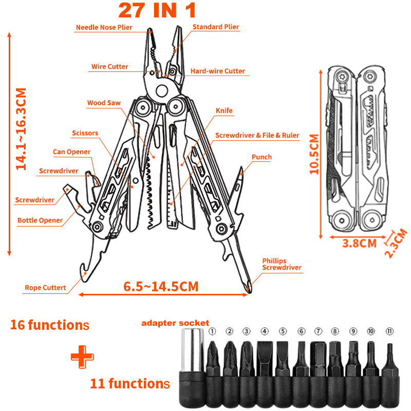 27 In 1 Multitool Folding Plie - Outdoor Hunting Gifts recension och pris